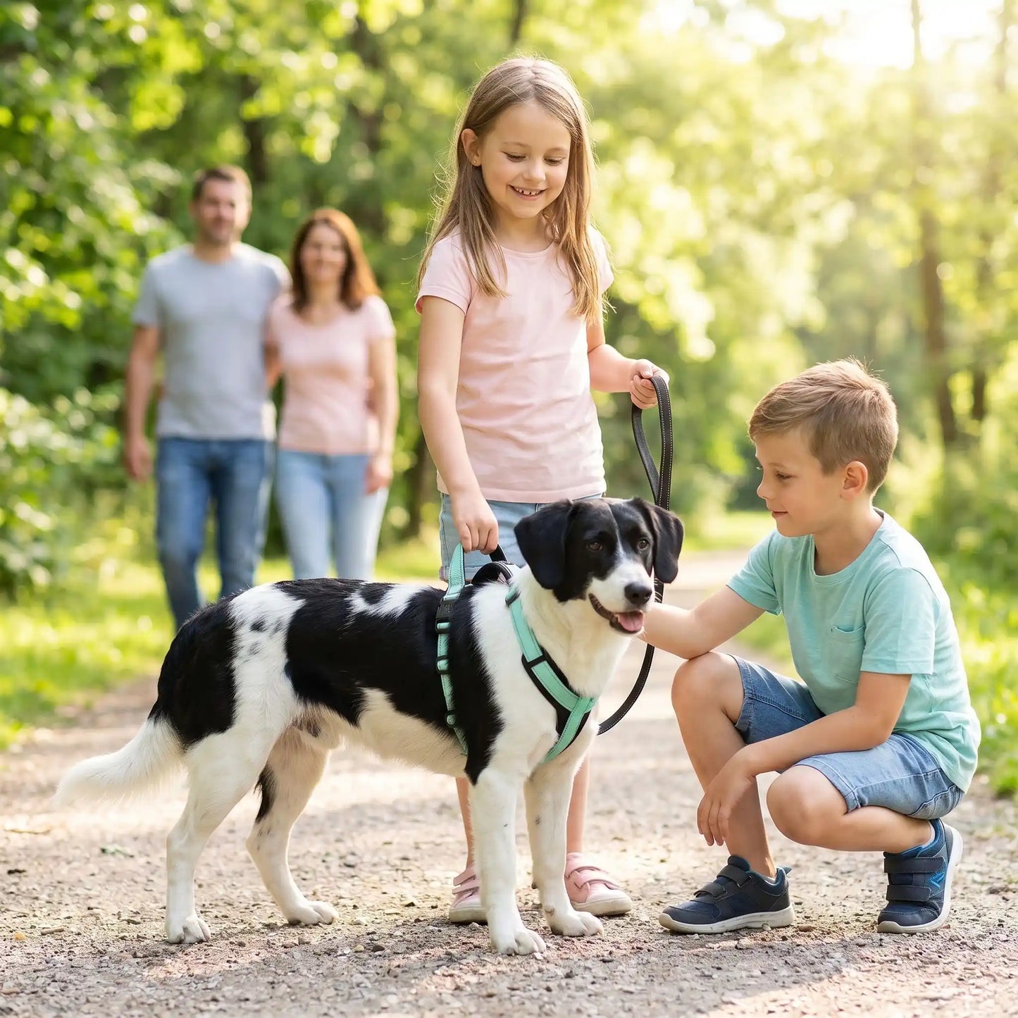 harnais pour chiens vert garçon et fillette