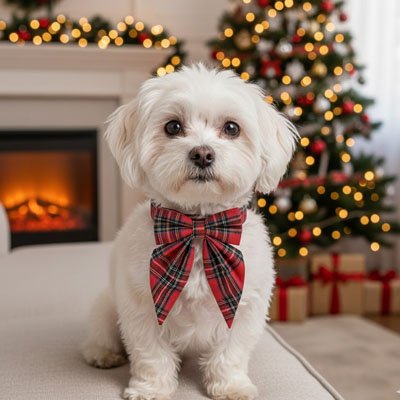 Collier Chien boucle Noël