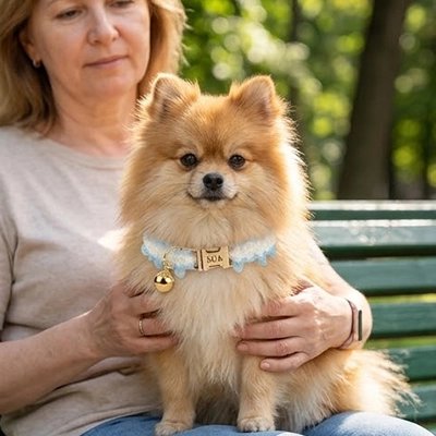 Collier Chien maman au parc