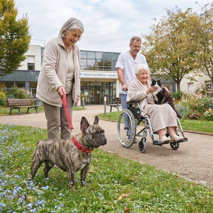 Collier chien une femme visite son amie a l hôpital
