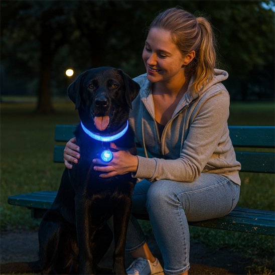 Collier lumineux pour chien bleu