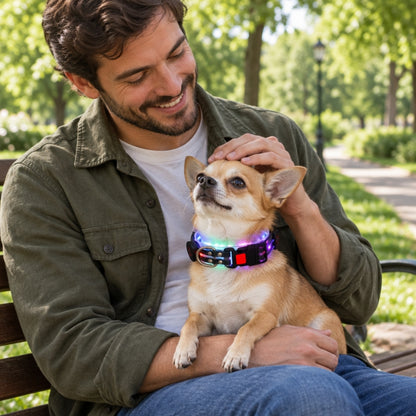 Collier lumineux pour chien François chihuahua parc