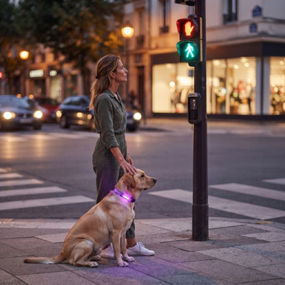 Collier lumineux pour chien passage piéton labrador