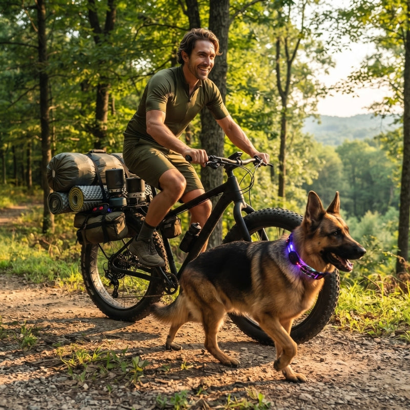Collier lumineux pour chien vélo forêt berger allemand