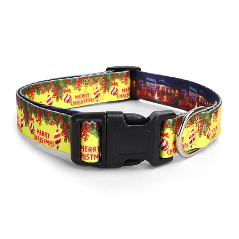 Collier pour chien couleur jaune scène de Noël