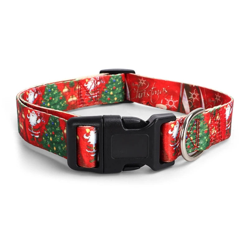 Collier pour chien couleur rouge Père Noël et arbre de Noël