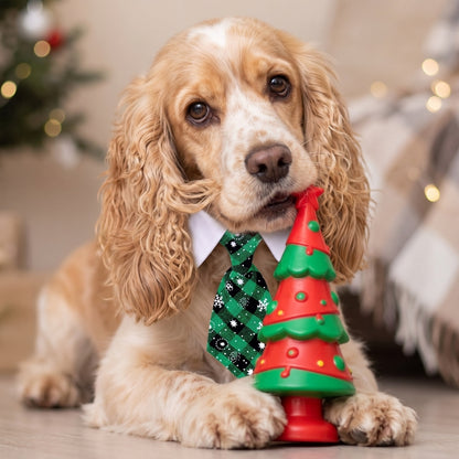 collier pour chien cravate verte de Noël chien avec sapin de Noël