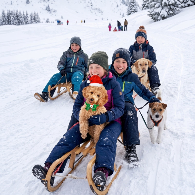 Collier pour chien enfant descendant en luge