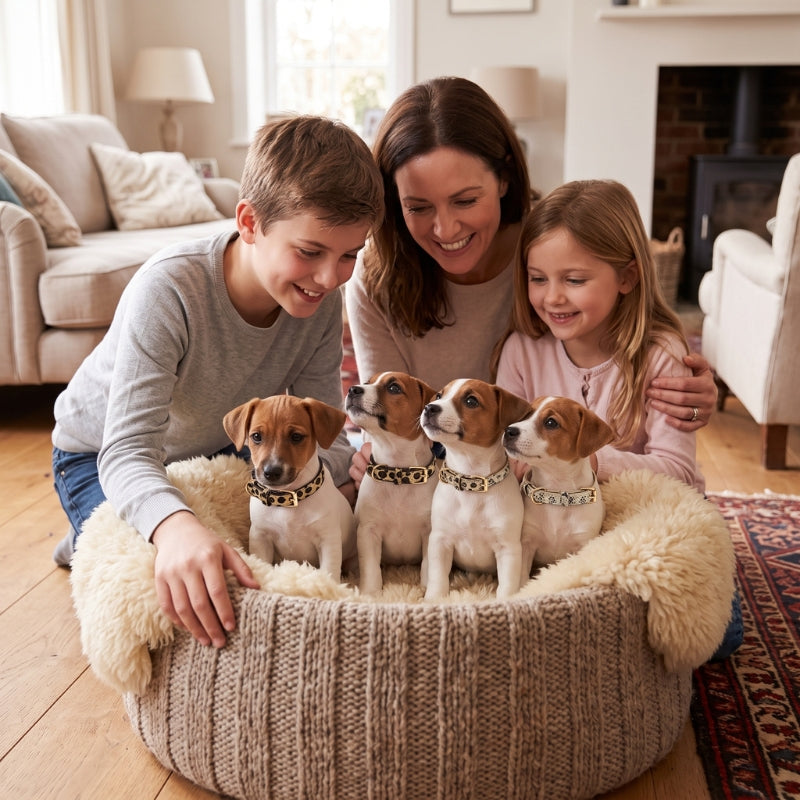 Collier pour chien famille chiens dans un panier