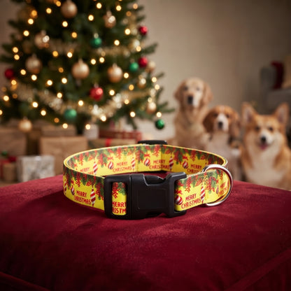 Collier pour chien motif jaune