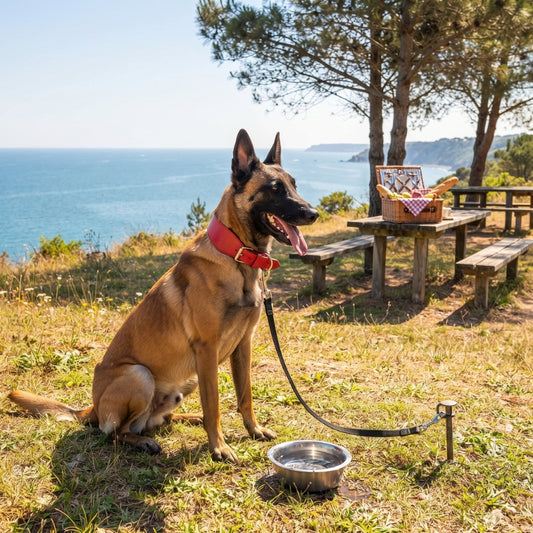 Collier pour chien promenade près du lac