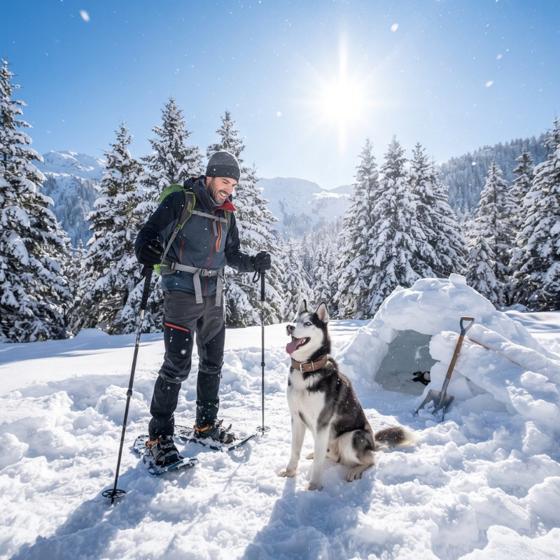 Collier pour chien randonnée hivernale enneigée