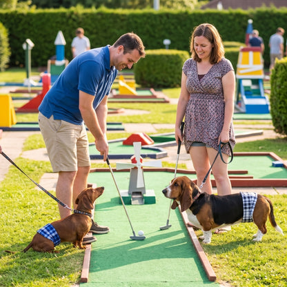 Couche pour chien couple au mini-putt