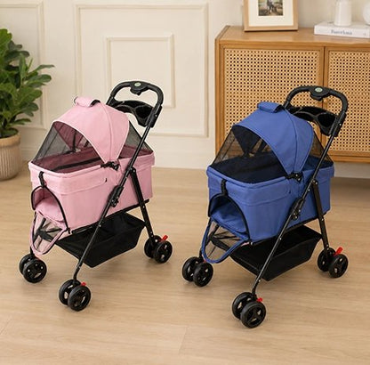 Deux Poussette pour Chien bleu et rose