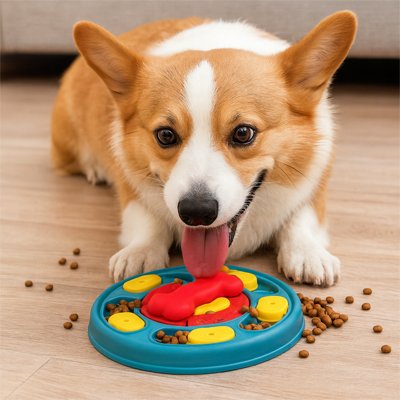 Gamelle anti glouton Chien bleu chien lèche manger