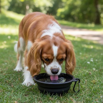 Gamelle pour Chien noir sur gazon