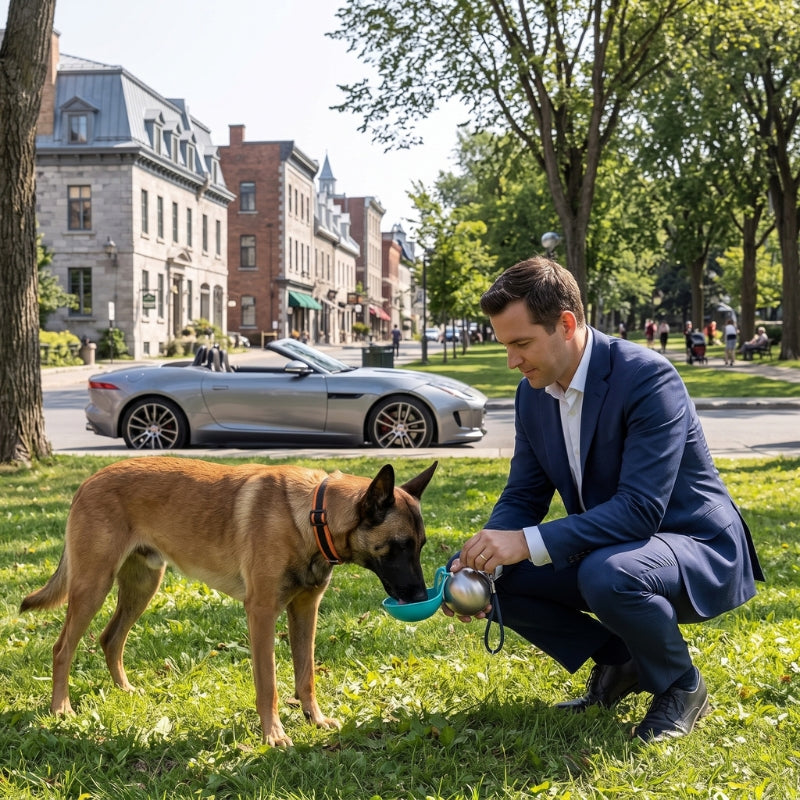 Gourde pour Chien homme d'affaires au parc Don à boire à son chien