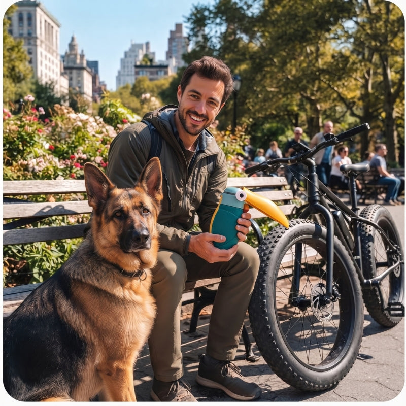 Gourde pour chien parc homme berger allemand vélo