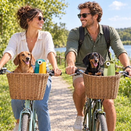 Gourde pour chien vélo couple teckels panier