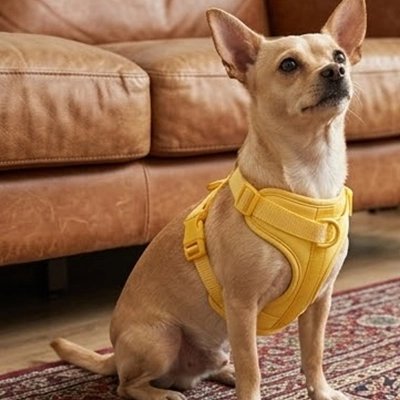 Harnais chien assis harnais jaune