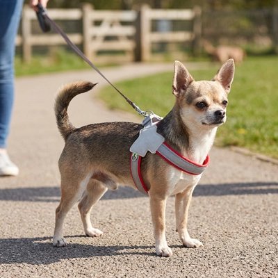 Harnais chien Chihuahua en laisse et harnais Rouge