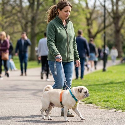 Harnais chien femme chien promenade parc