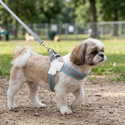 Harnais chien Shih Tzu avec harnais de promenade bleu