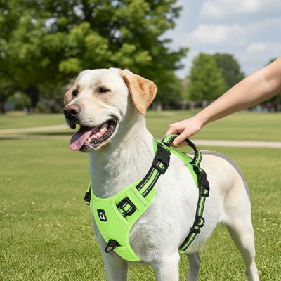 Harnais chien vert fluo