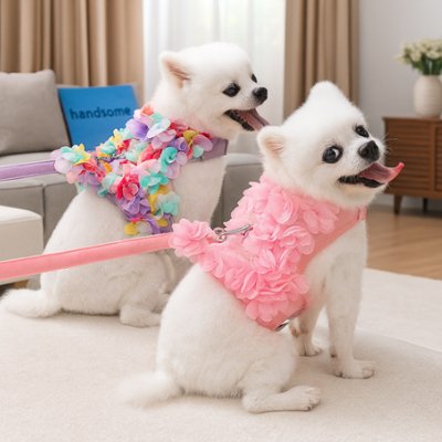 Harnais petit Chien Rose et multicolore