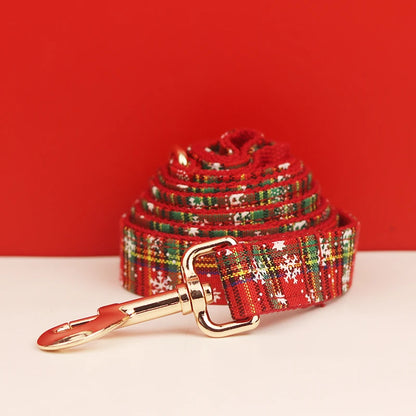 Harnais pour chien avec laisse de Noël rouge à motifs festifs
