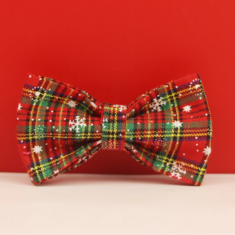 Harnais pour chien avec nœud papillon rouge de Noël à motifs festifs