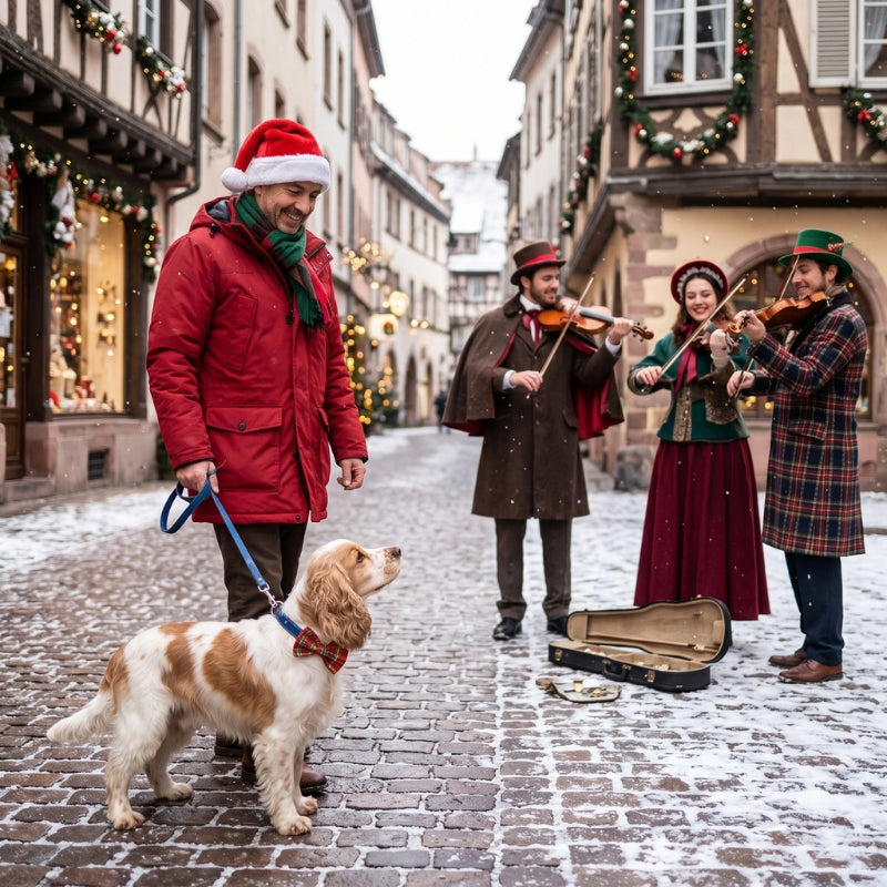 Harnais pour chien chanteur sur la rue