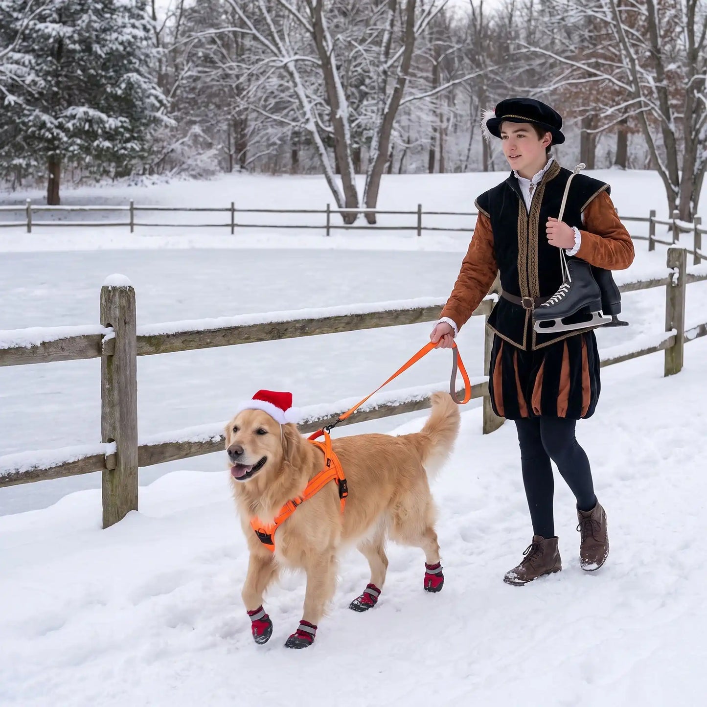 harnais pour chiens Orange avec bottes