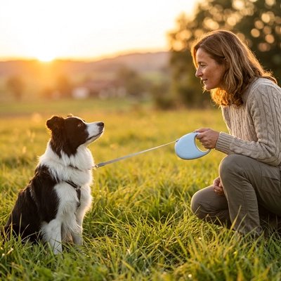 Laisse pour Chien enrouleur bleu