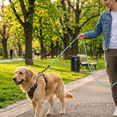 Laisse pour Chien homme promènent son chien au parc