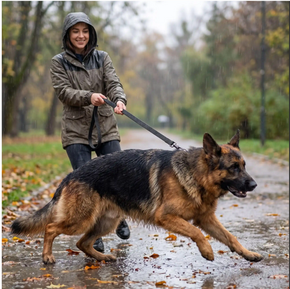 Laisse pour chien imperméable antidérapante noire berger allemand sous la pluie