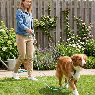 Laisse pour Chien jeune fille avec son chien