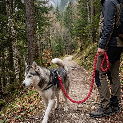 Laisse pour chien en forêt