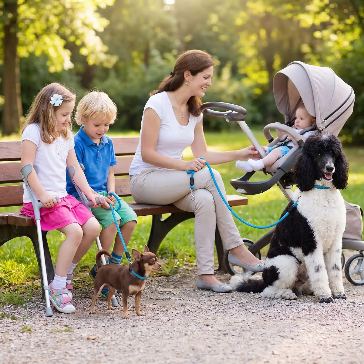 Longue pour chien bleue famille parc caniche chihuahua poussette

