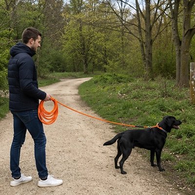 Longe pour Chien Orange homme sentier