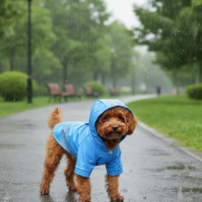 Manteau pour Chien bleu sous la pluie