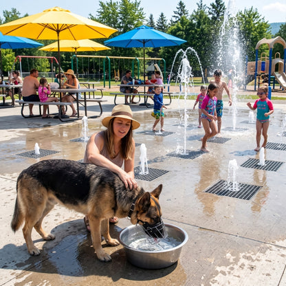 Muselière pour chien canicule jet d’eau au parc
