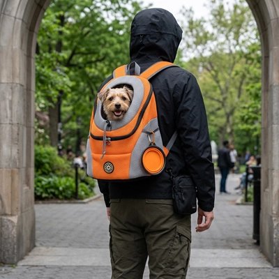 Sac a dos chien Orange chien dans le sac