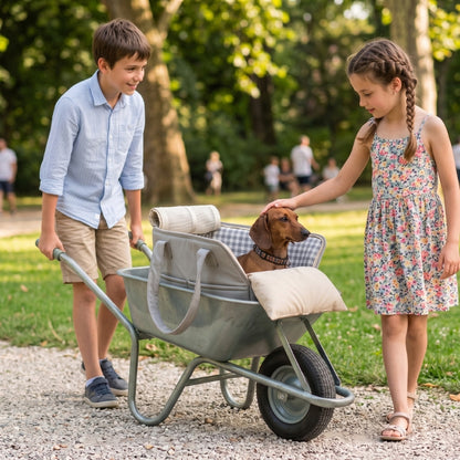 Sac de transport pour chien gris en promenade