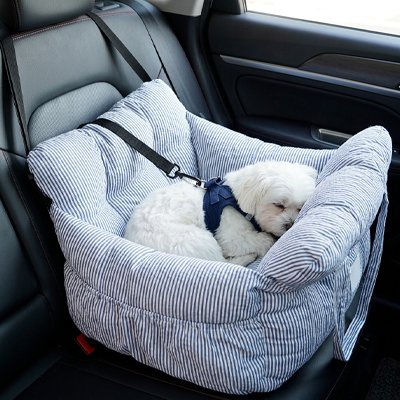Siege auto pour chien gris le chien fait dodo
