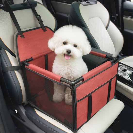Siege auto pour chien Rouge sur banc de voiture